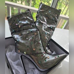 Azalea Wang Pointed Toe Rhinestone Liora Stiletto Booties